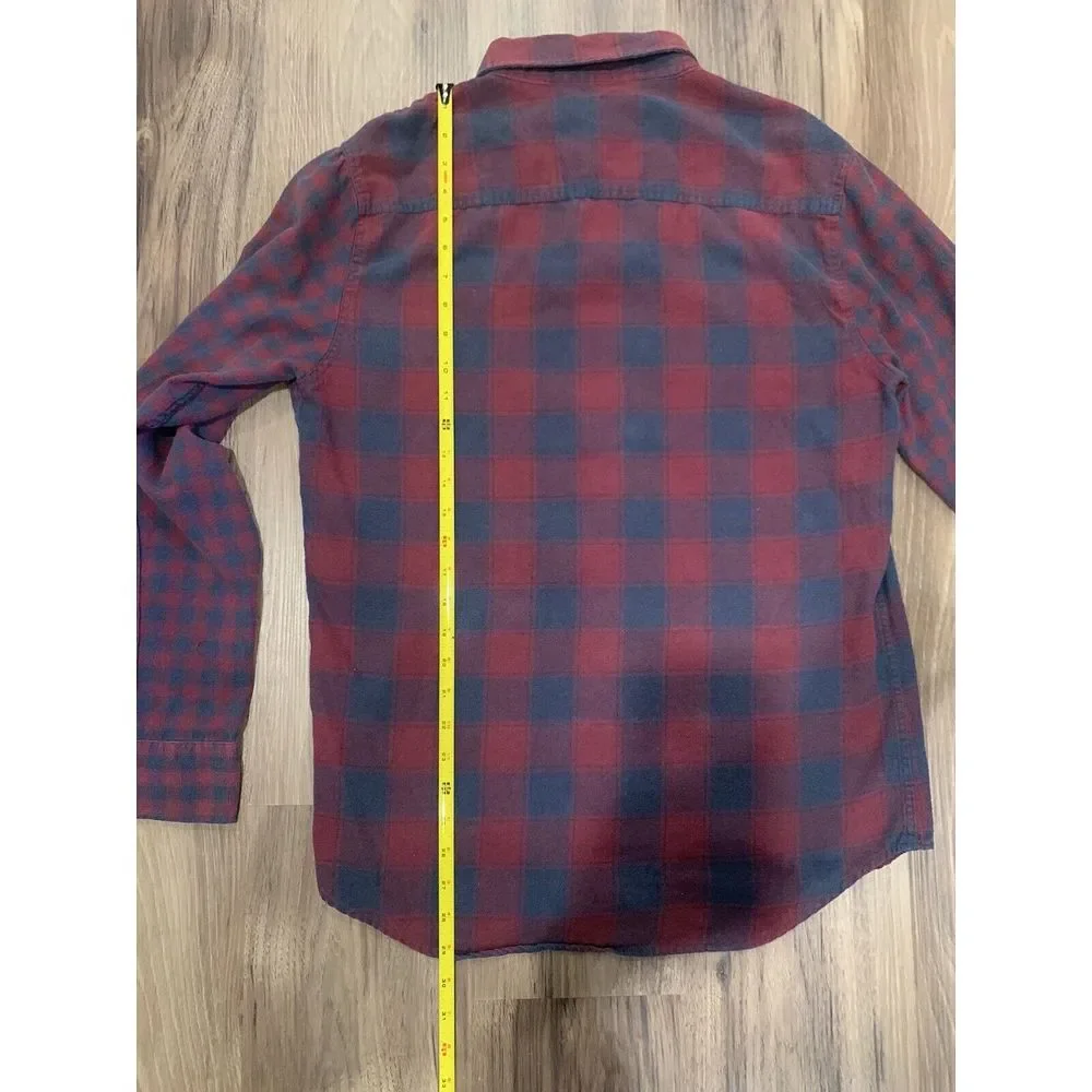 Carbon Large Long Sleeve Vintage Flannel Plaid Button Down Classic Shirt - Picture 6 of 7
